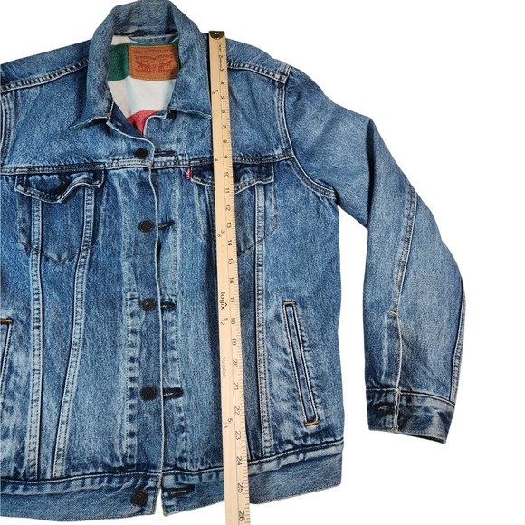 VINTAGE 80's Levi's Trucker Jacket with RARE Striped Blanket Lining Men's M $275 - Picture 12 of 13